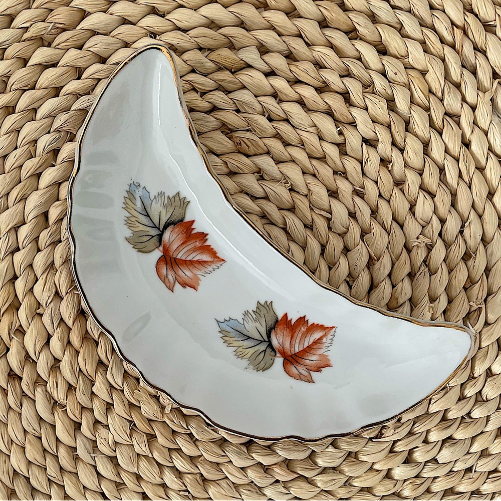 Vintage Crescent Moon Dish, Trinket Plate, jewelry dish